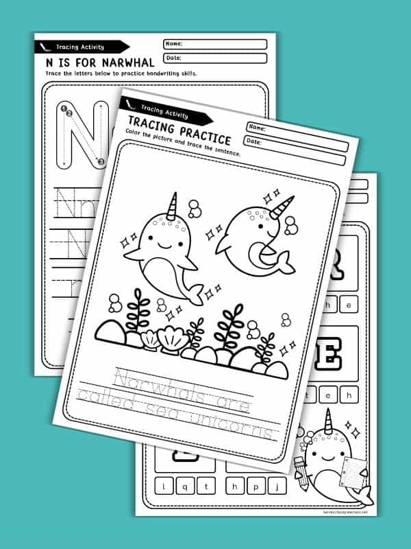 Narwhal Alphabet Worksheets for Kids
