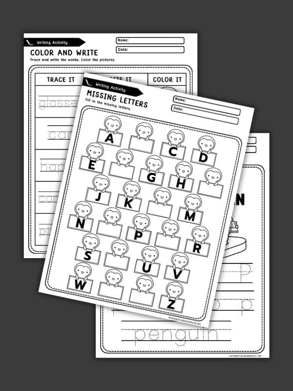 Penguin Kindergarten Alphabet Worksheets
