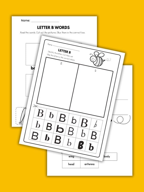 Letter B Cut and Paste Worksheets