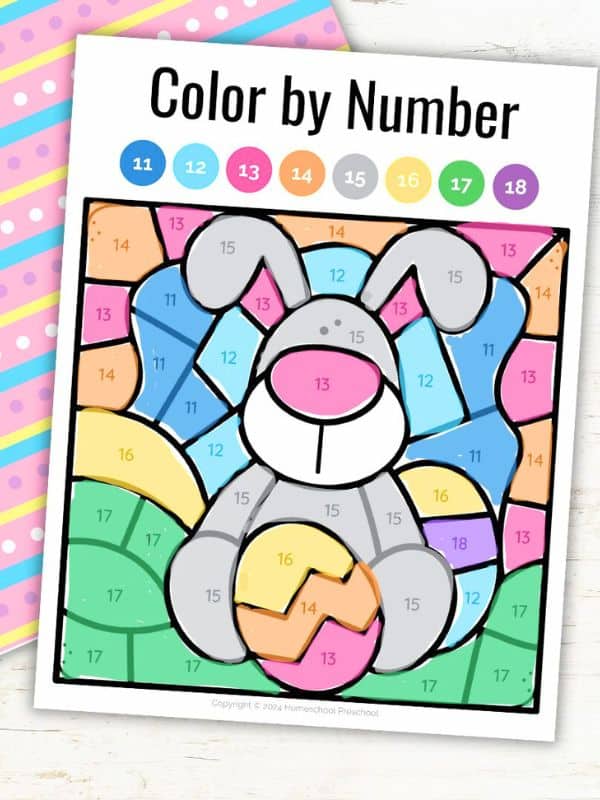 Kindergarten Easter Color by Number Printable
