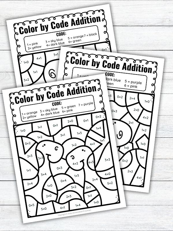 Dinosaur Addition Color by Numbers