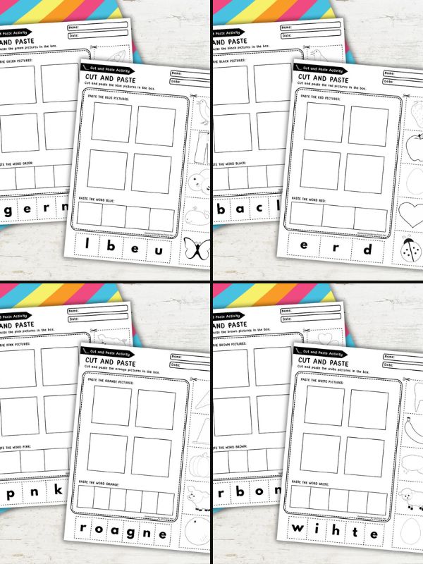 Color Cut and Paste Worksheets