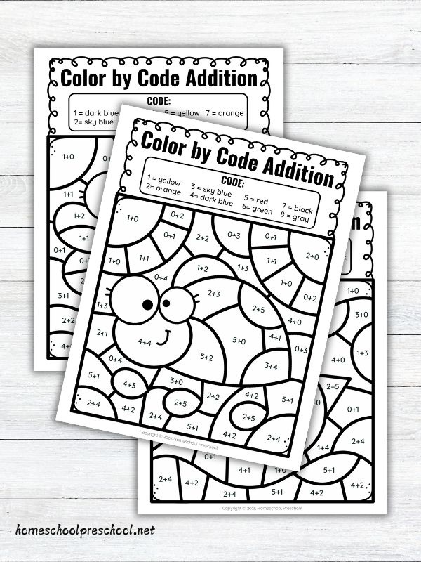 Insect Addition Color by Number