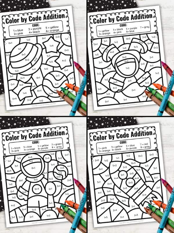 Free Printable Addition Color by Numbers