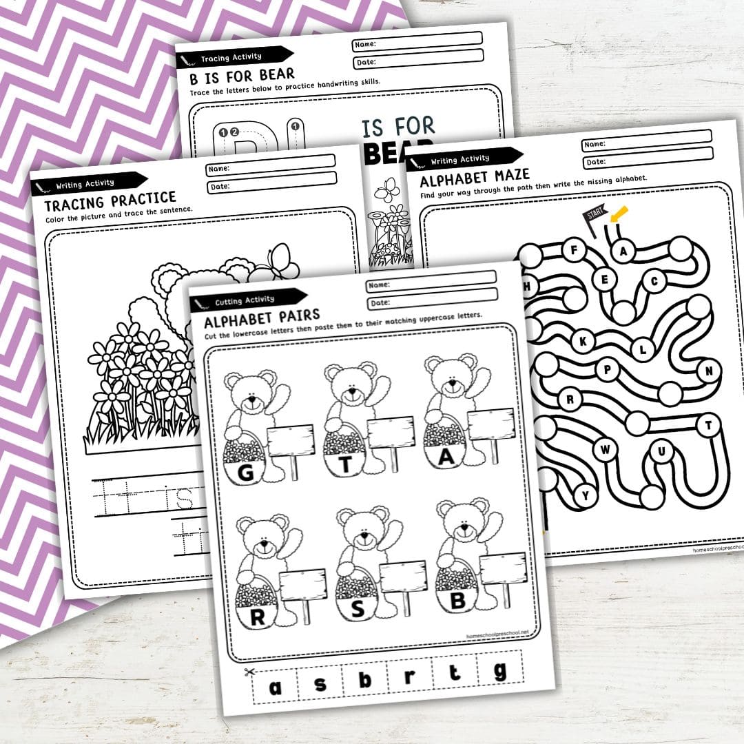 Spring Bear Alphabet Worksheets