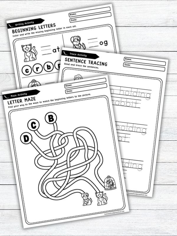 Pet Shop Alphabet Worksheets