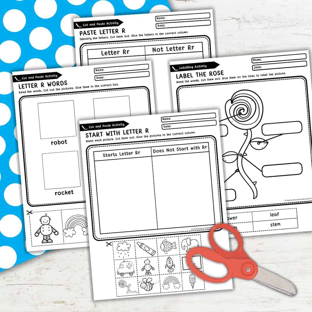 Letter R Cut and Paste Worksheets