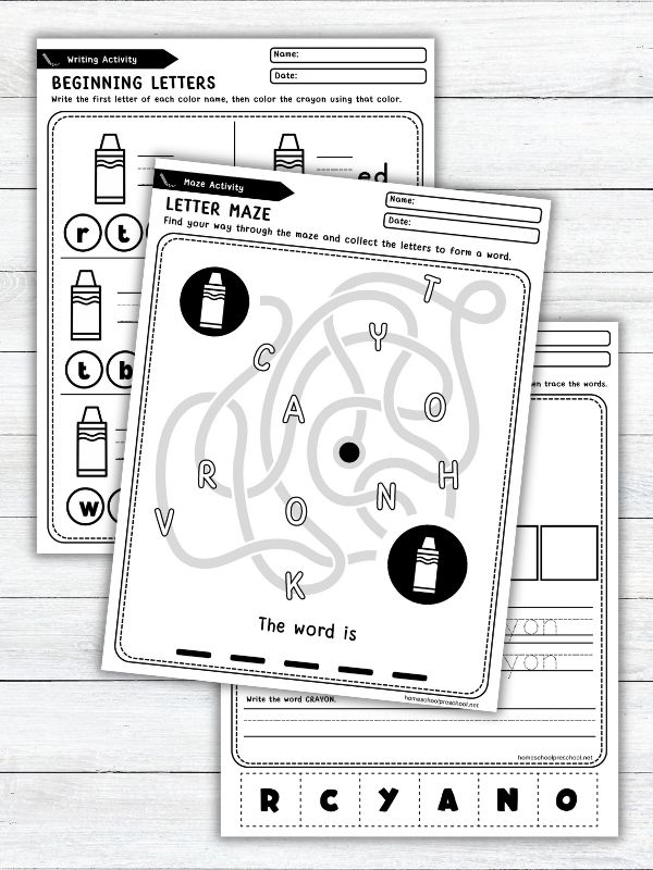 Crayon Alphabet Worksheets