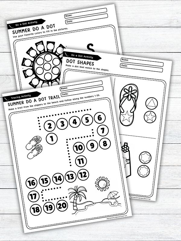 Summer Do a Dot Printables