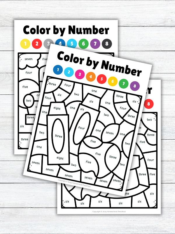 Back to School Color by Number Words