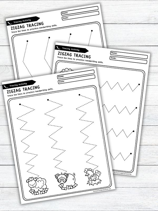 Zigzag Line Tracing Worksheets