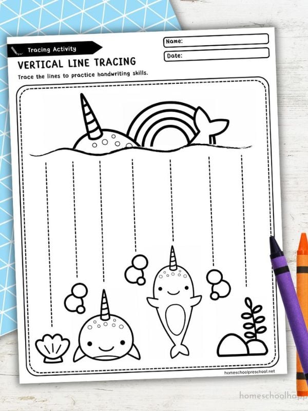 Vertical Line Tracing Worksheets