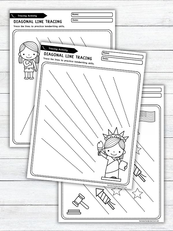 Diagonal Line Tracing Worksheets