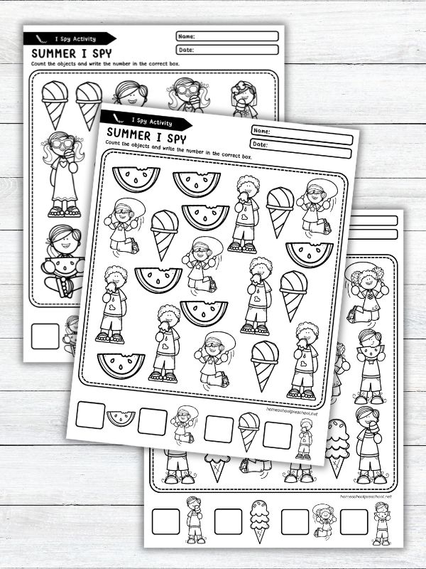 I Spy Summer Worksheets