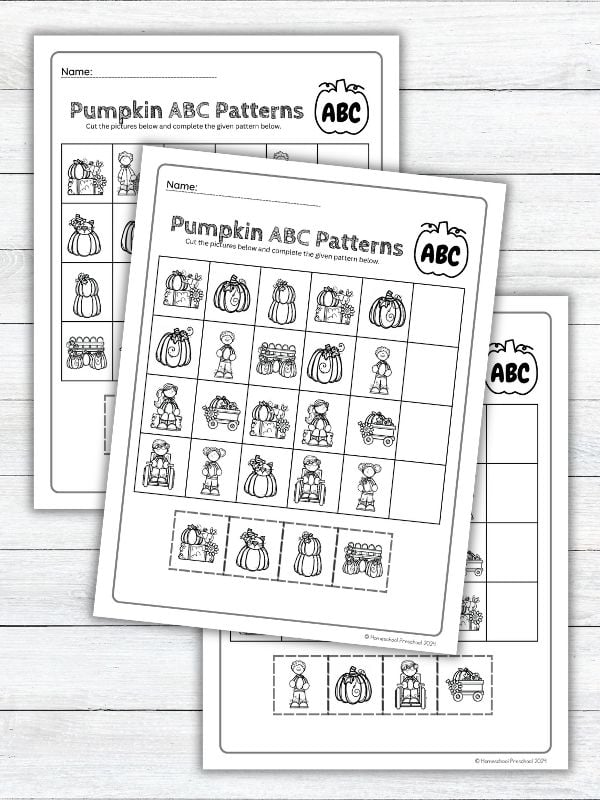 Pumpkin ABC Pattern Worksheets