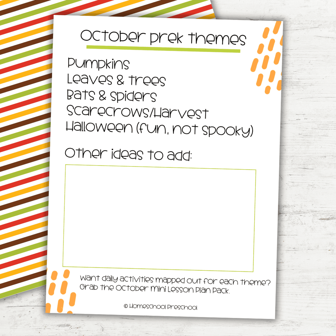 Preschool October Themes