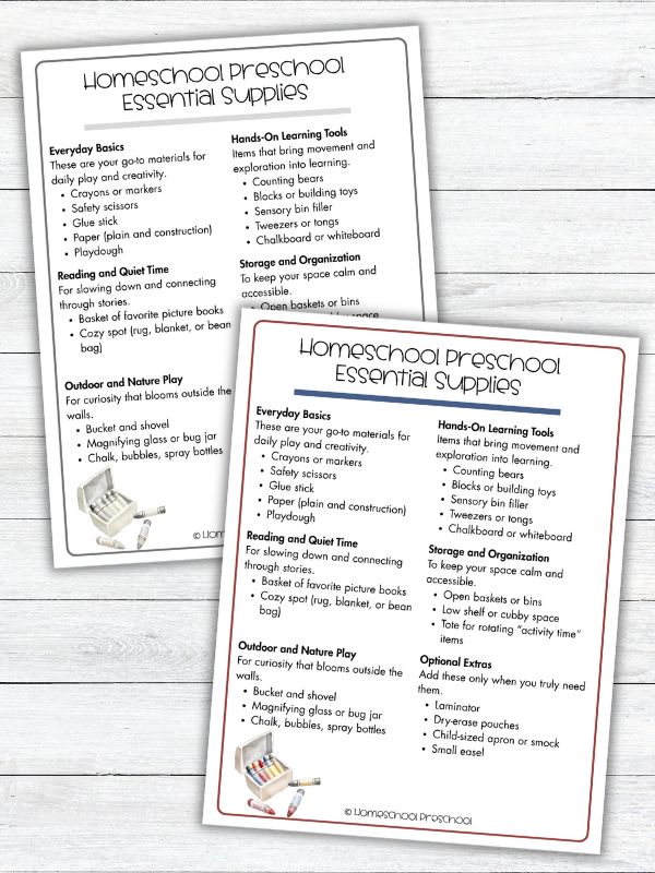 Homeschool Preschool Supplies (Only the Essentials)