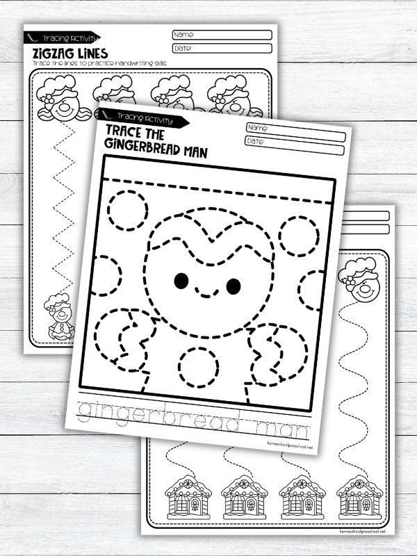 Gingerbread Tracing Pages