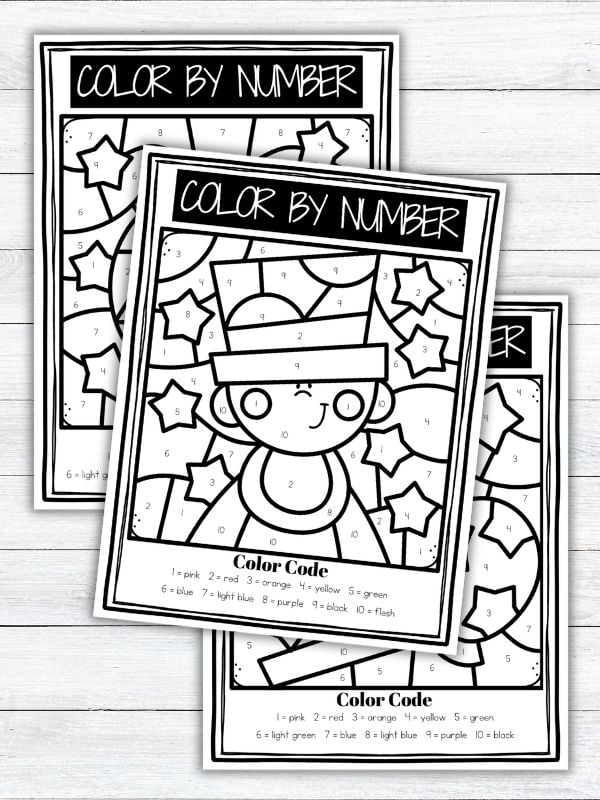 Free New Year Color by Number Printables for Preschool