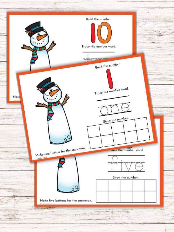 Snowman Printable Ten Frames