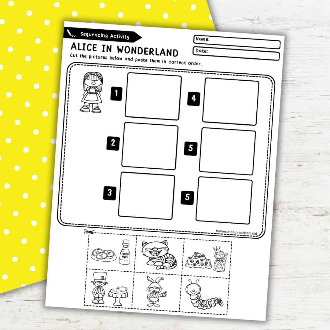 Alice in Wonderland Story Sequence Worksheet