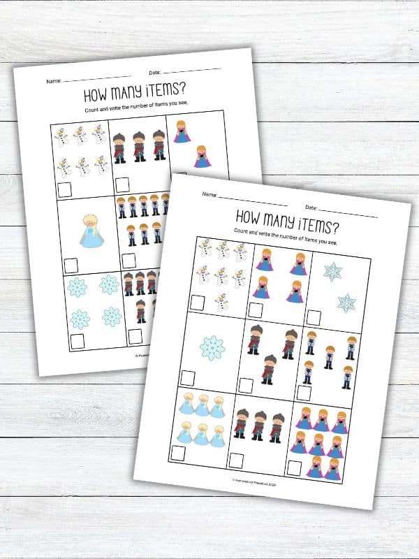 Frozen Counting Worksheets for Preschool