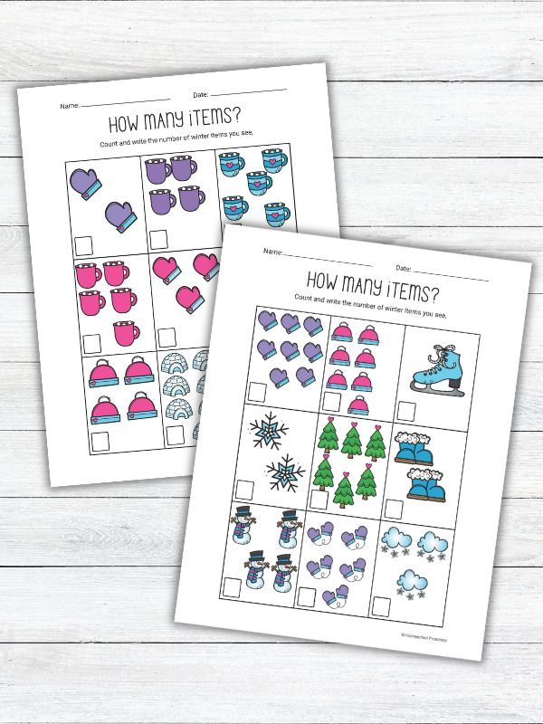 Winter Counting Worksheets