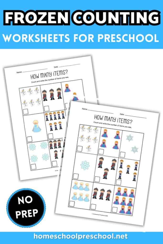 Frozen counting worksheets for preschool help kids practice numbers with simple pages that are easy to print and use anytime at home or during quiet time.